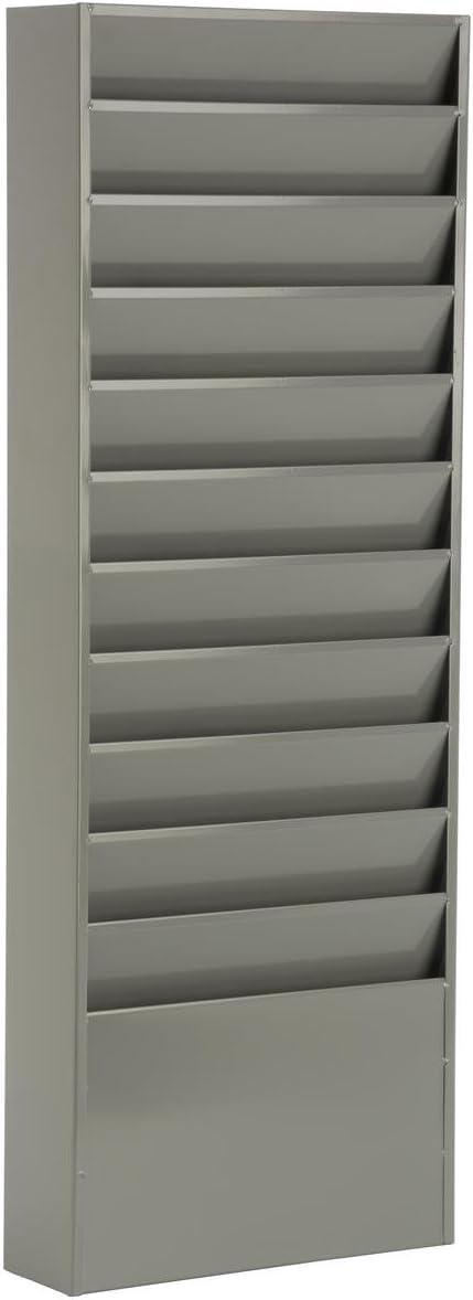 Gray Powder Coated Steel 11-Tier Office File Folder Wall Rack