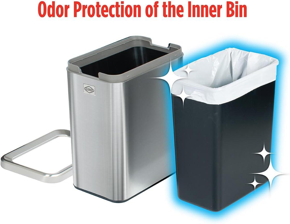 Slim Stainless Steel Rectangular Trash Can with Removable Bucket