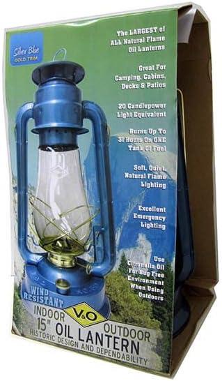 21St Century Product 31080061 Hurricane Lantern for Blue Baked Enamel with Brass Plate Trim