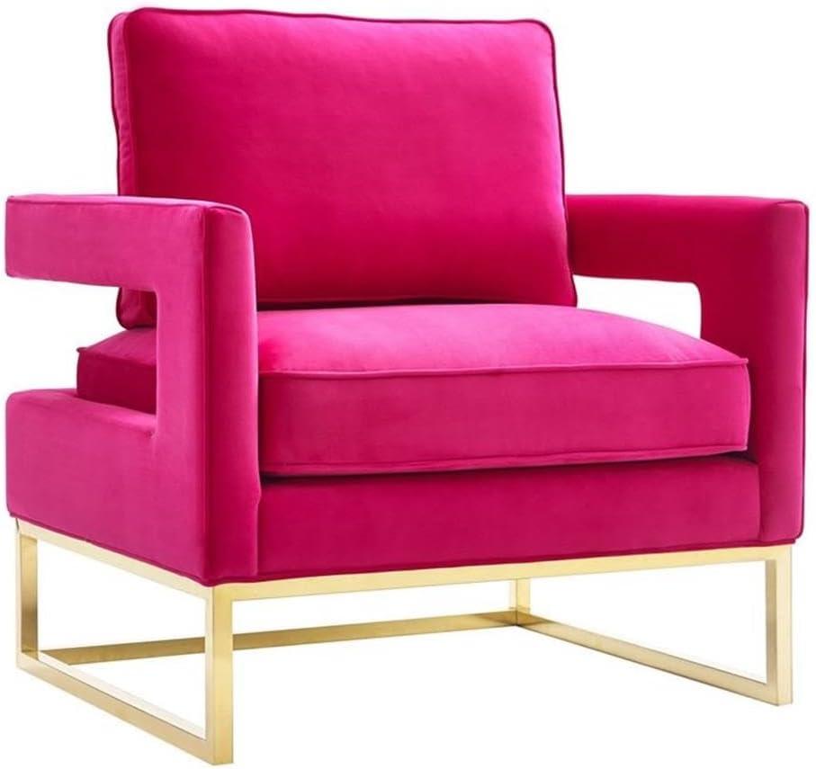 TOV Furniture Avery Pink Velvet Chair with Gold Base