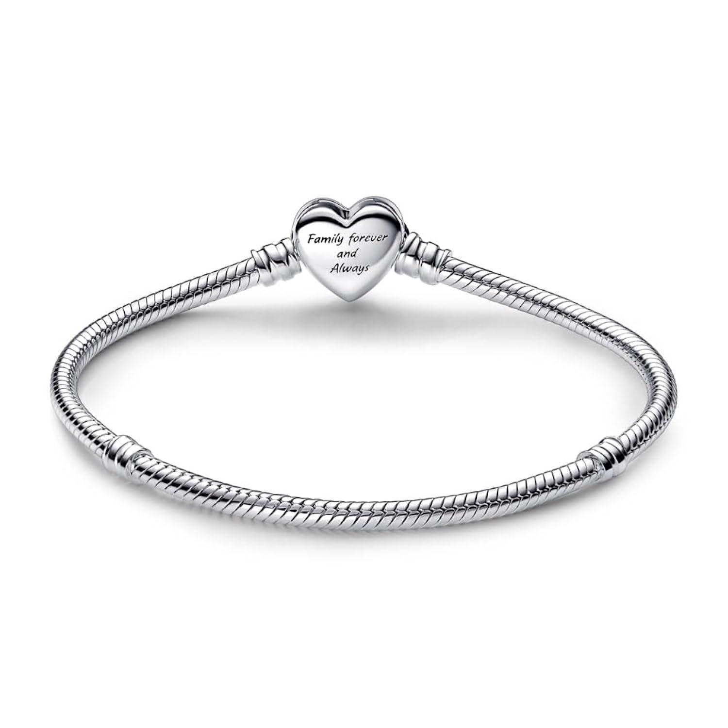 Sterling Silver Infinity Heart Clasp Snake Chain Bracelet, 6.7"