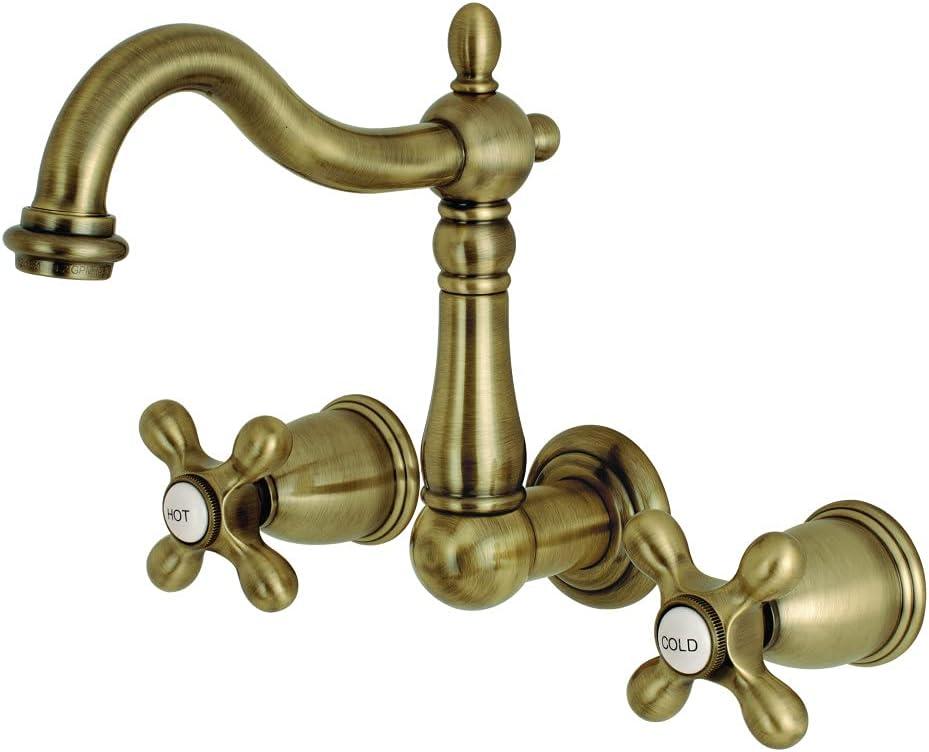 Kingston Brass Heritage Two-Handle 3-Hole Wall Mount Bathroom Faucet