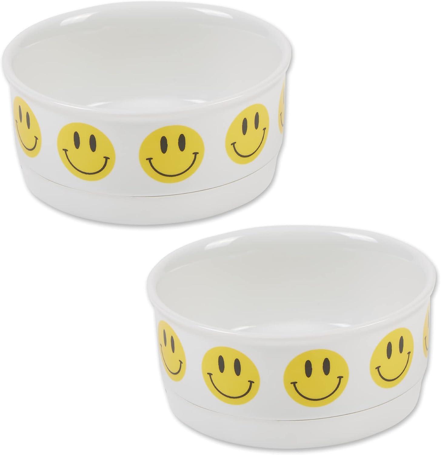 Pet Bowl - Smiley Face Small 4.25Dx2H SET/2