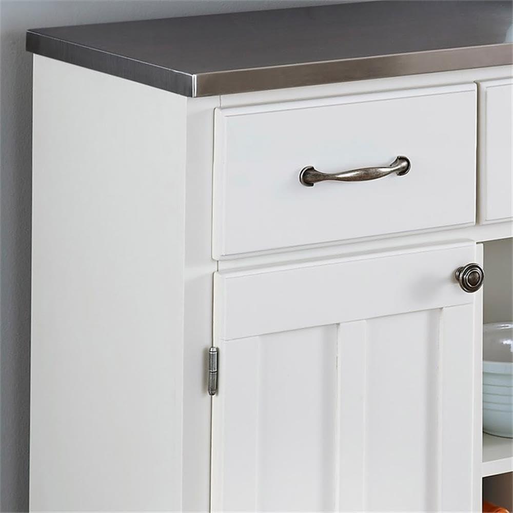 36.25" Sideboard Buffet Servers with Stainless Top Off White - Home Styles: Kitchen Hutch, Buffet Table
