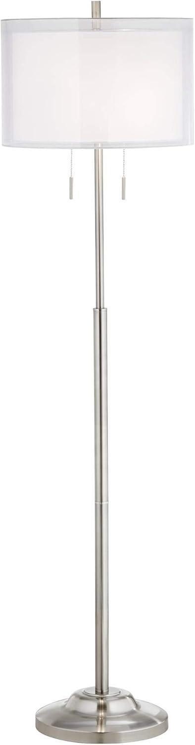 Roxie 65.5" Silver Brushed Nickel Floor Lamp with Linen Shade