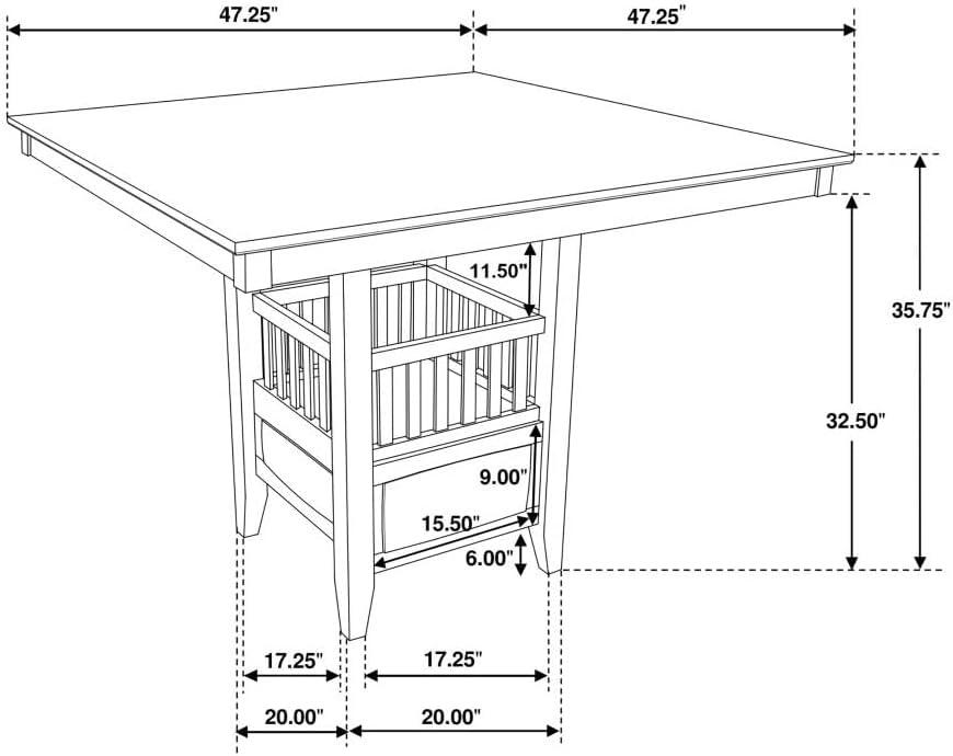 Jaden Square Counter Height Table with Storage Espresso