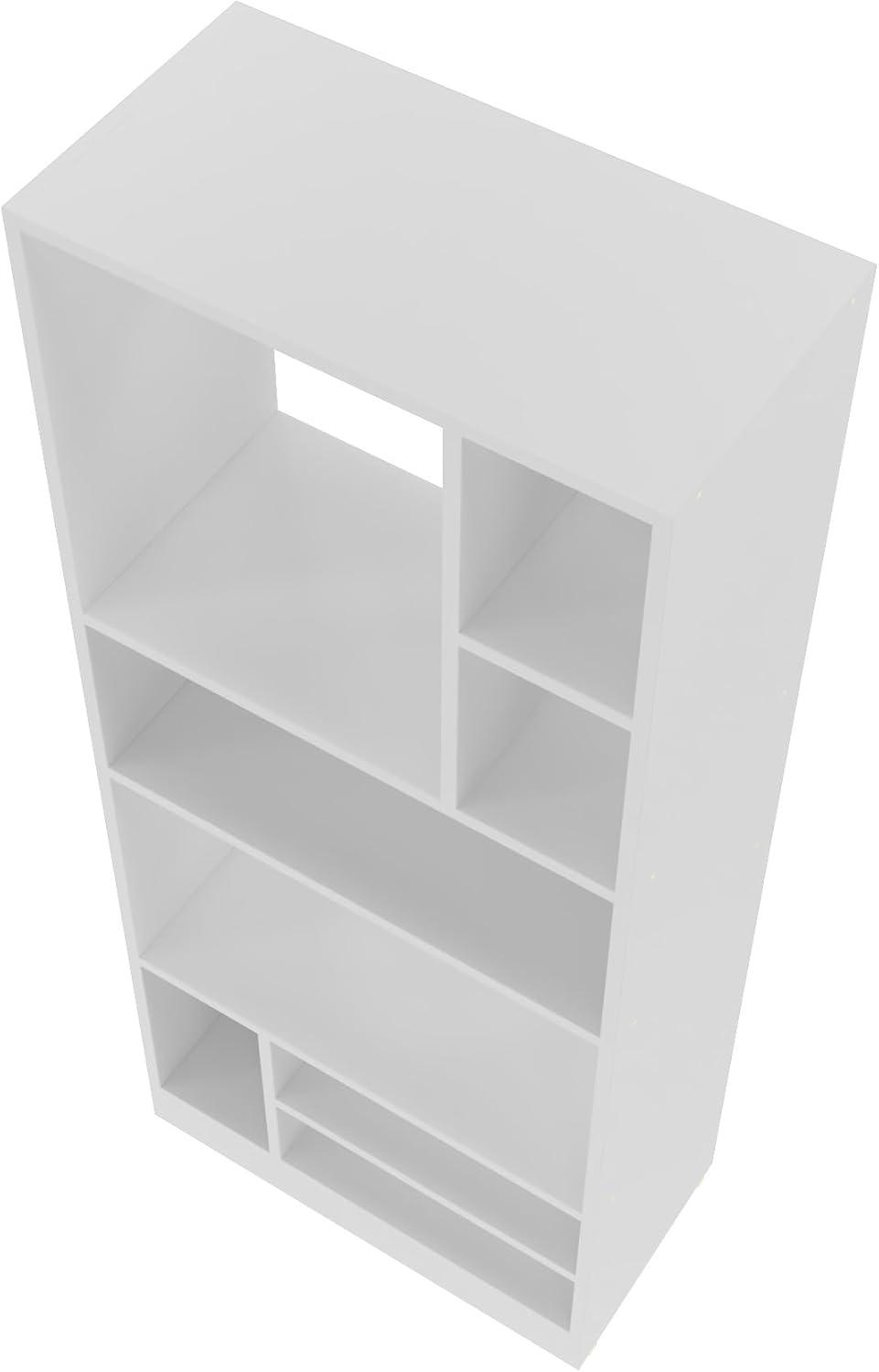 White Modern 8-Shelf Wooden Bookcase