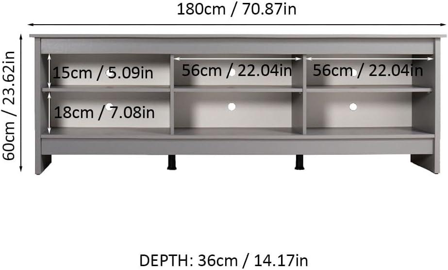 Ebern Designs Media Console TV Stand Entertainment Center with 6 Shelves and Cable Management for 65, 75 Inch Television Living Room and Bedroom Modern Wooden