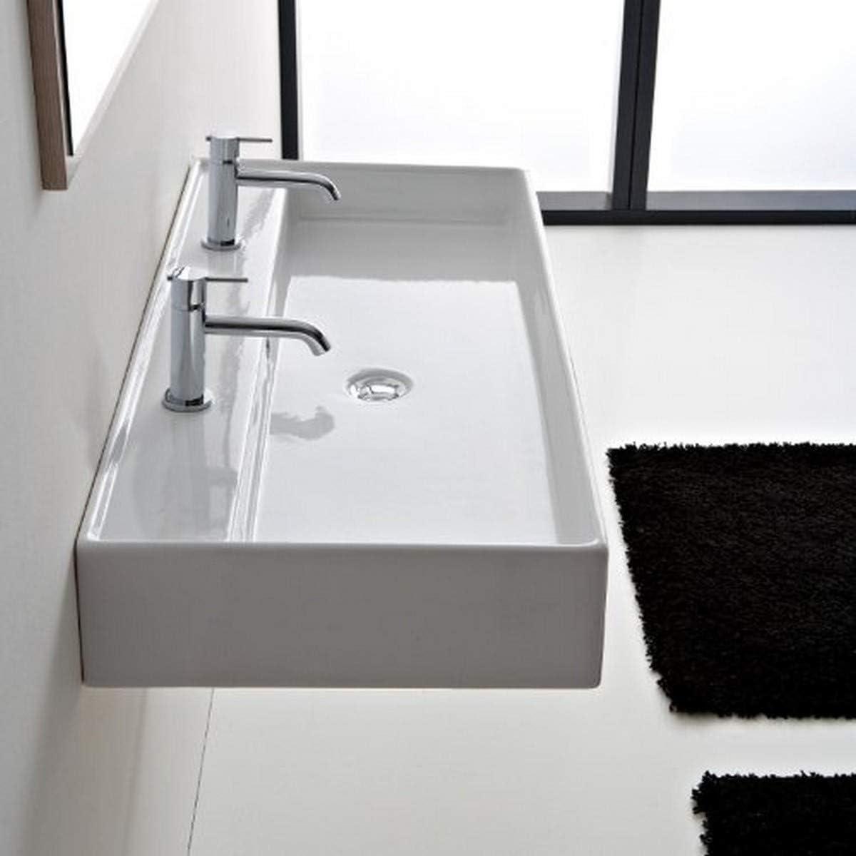 Scarabeo By Nameeks Teorema 18.1'' White Vitreous China Rectangular Bathroom Sink with Overflow