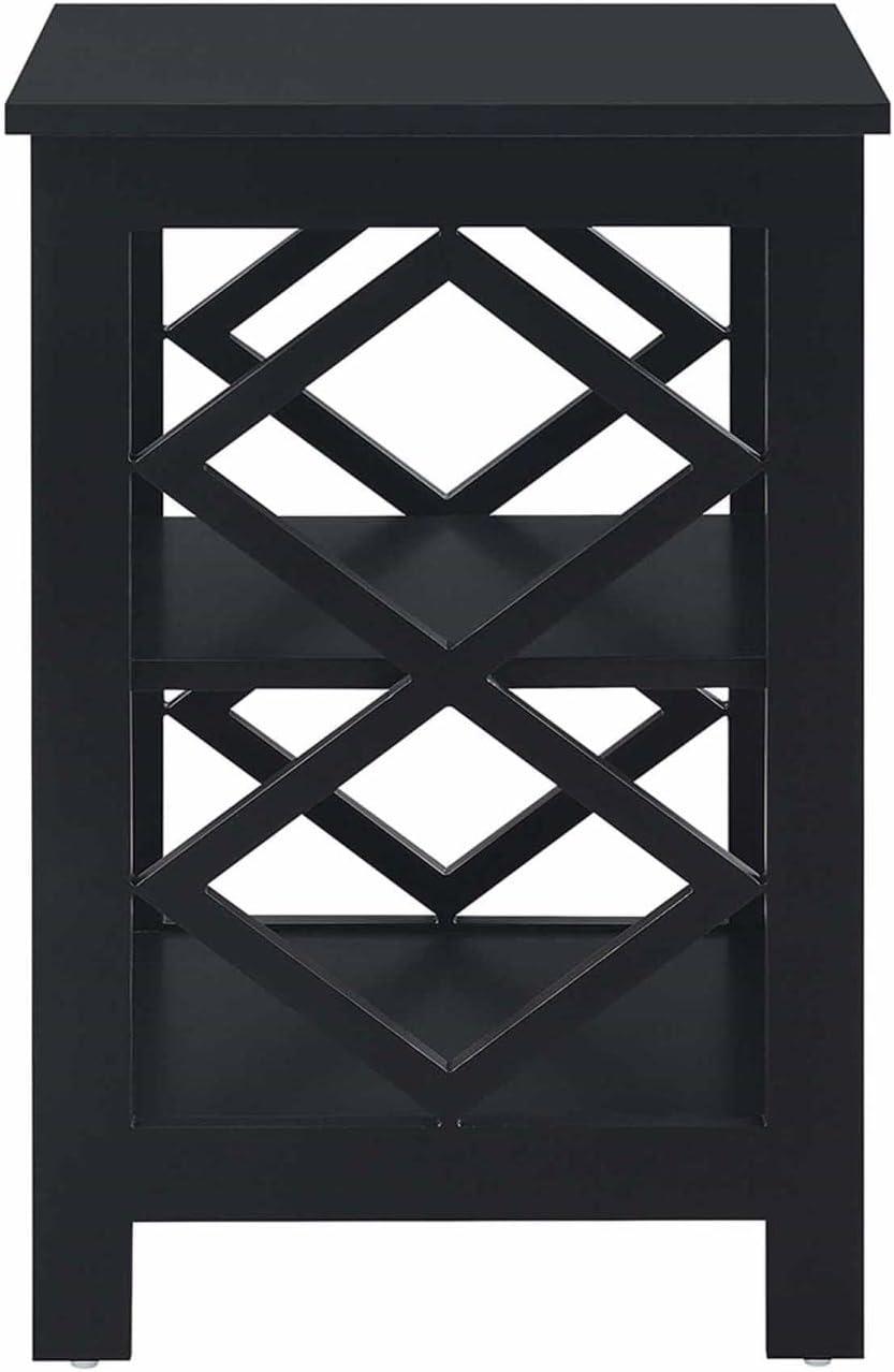 Black Diamond Cut-Out 3-Tier End Table