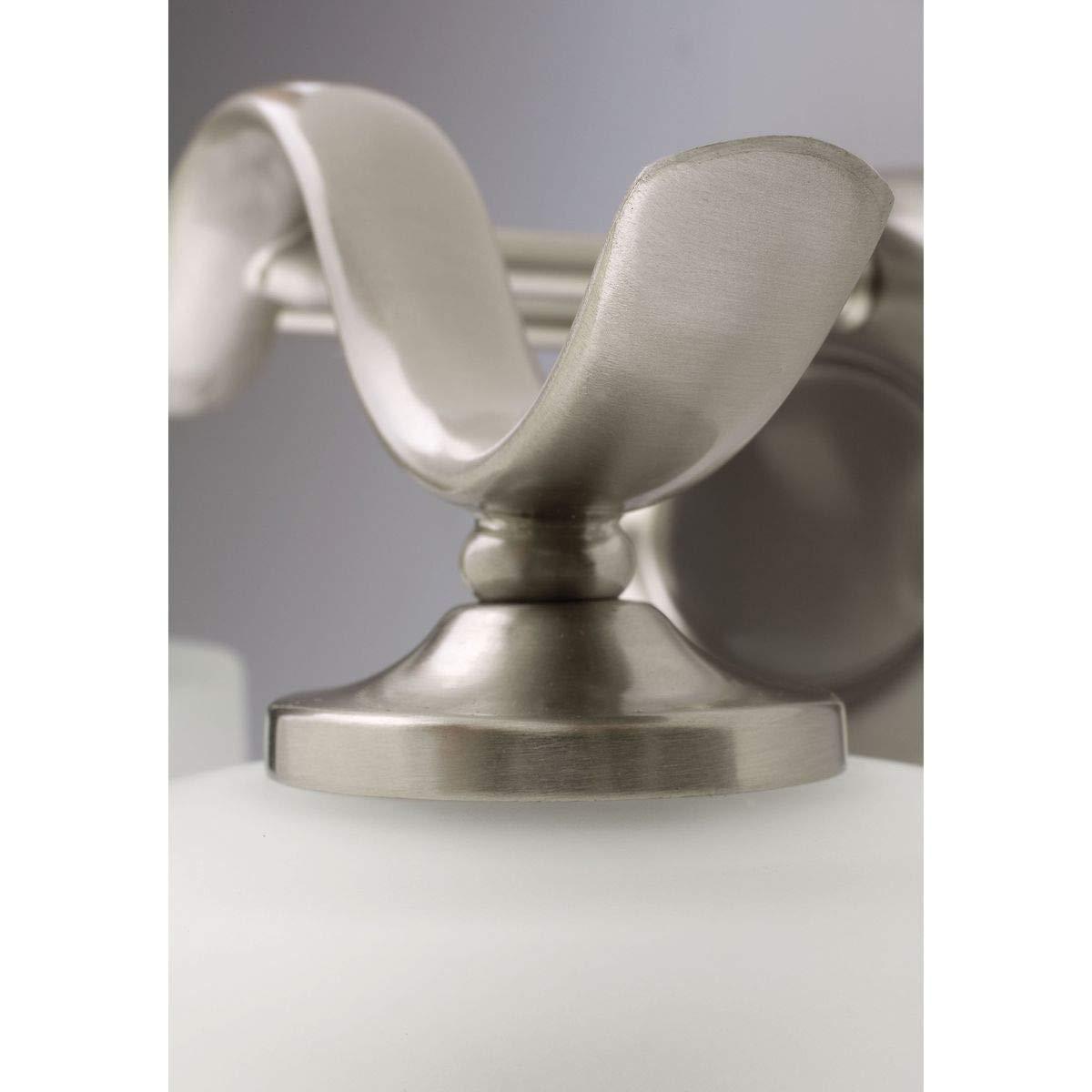 Progress Lighting Inspire 3-Light Wall Light, Brushed Nickel, Etched Glass Shade