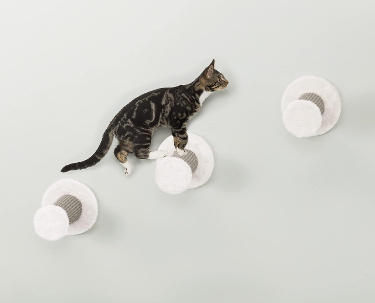 White Sisal Wall Mount Cat Climbing Steps, 3-Piece Set