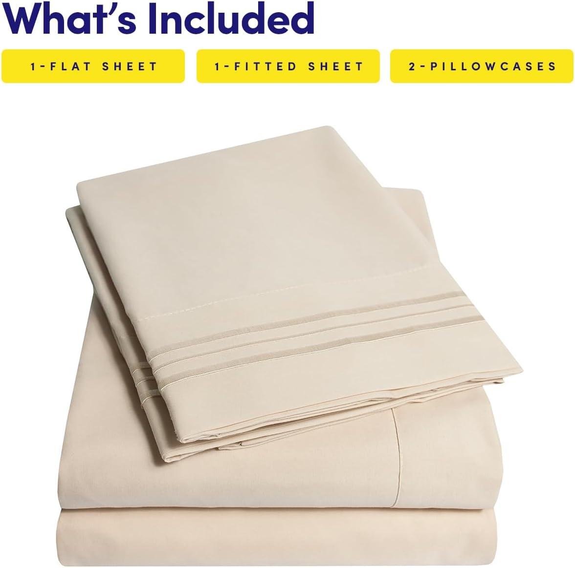 King Ivory Embroidered Deep Pocket Cotton Microfiber Sheet Set
