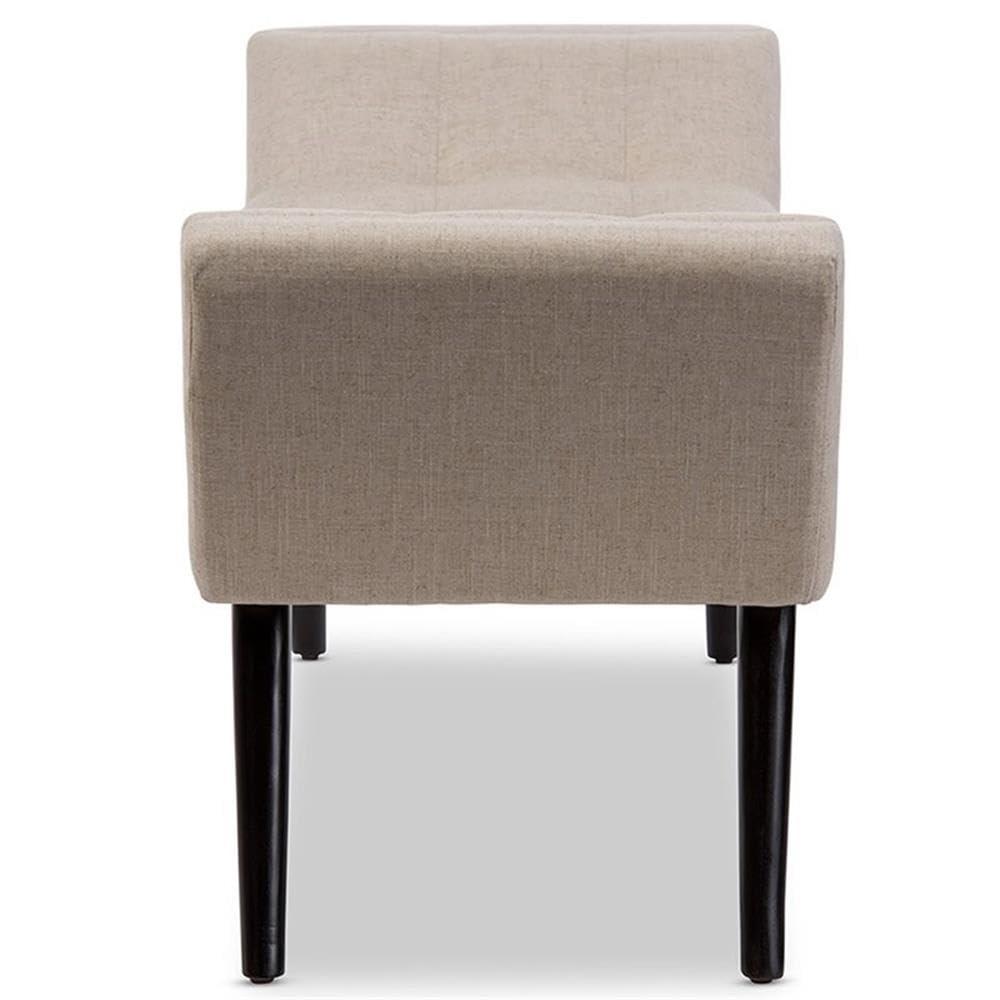 Tamblin Mid-Century Modern Retro Linen Fabric Upholstered Grid - Tufting 50" Bench - Beige - Baxton Studio: Plywood Frame, Polyester Upholstery