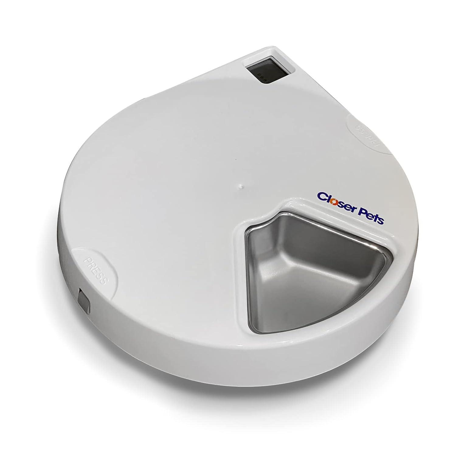 Closer Pets Five-meal Automatic Pet Feeder with Digital Timer, Twin Ice Packs, and Stainless Steel Inserts