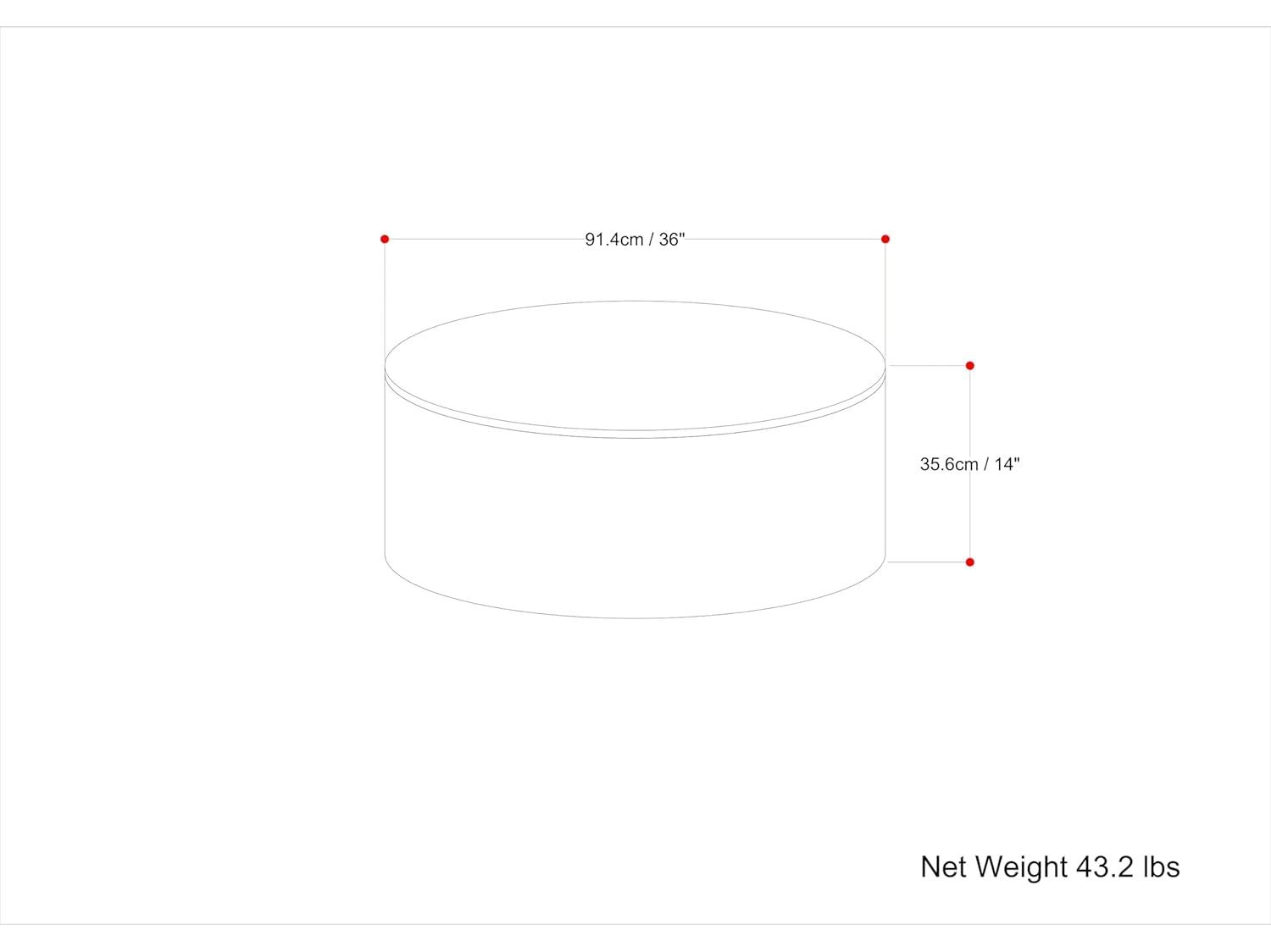 Simpli Home Millbury 36"W Solid Mango Wood Contemporary Round Drum Coffee Table, Fully Assembled