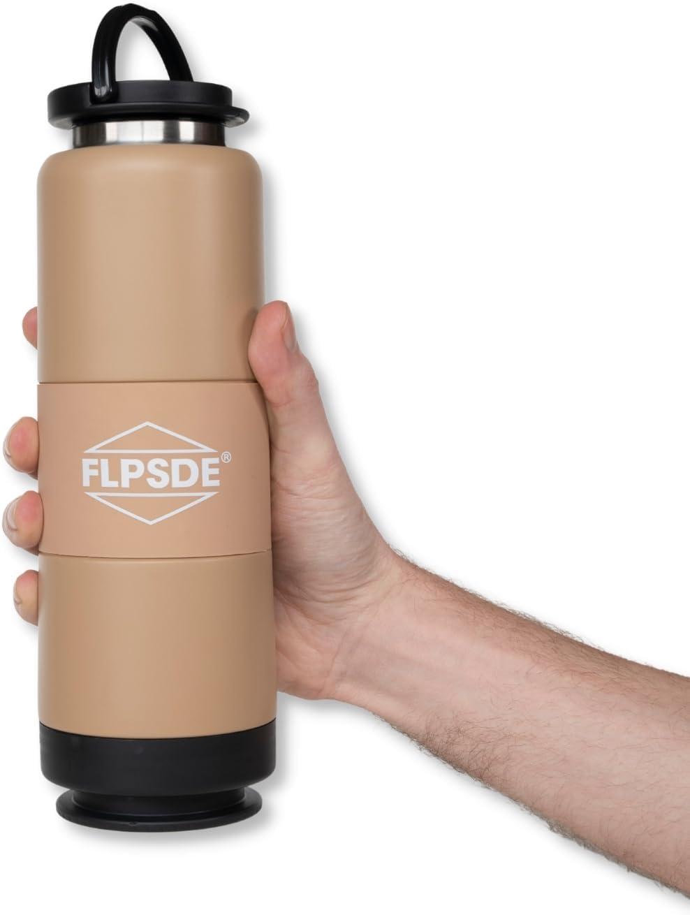 FLPSDE Water Bottle with Snack Compartment, Drink & Snack Cup Combo, 20oz Stainless Steel Water Bottle with 7oz Snack Container, Snack Storage, Dual Chamber Water Bottle