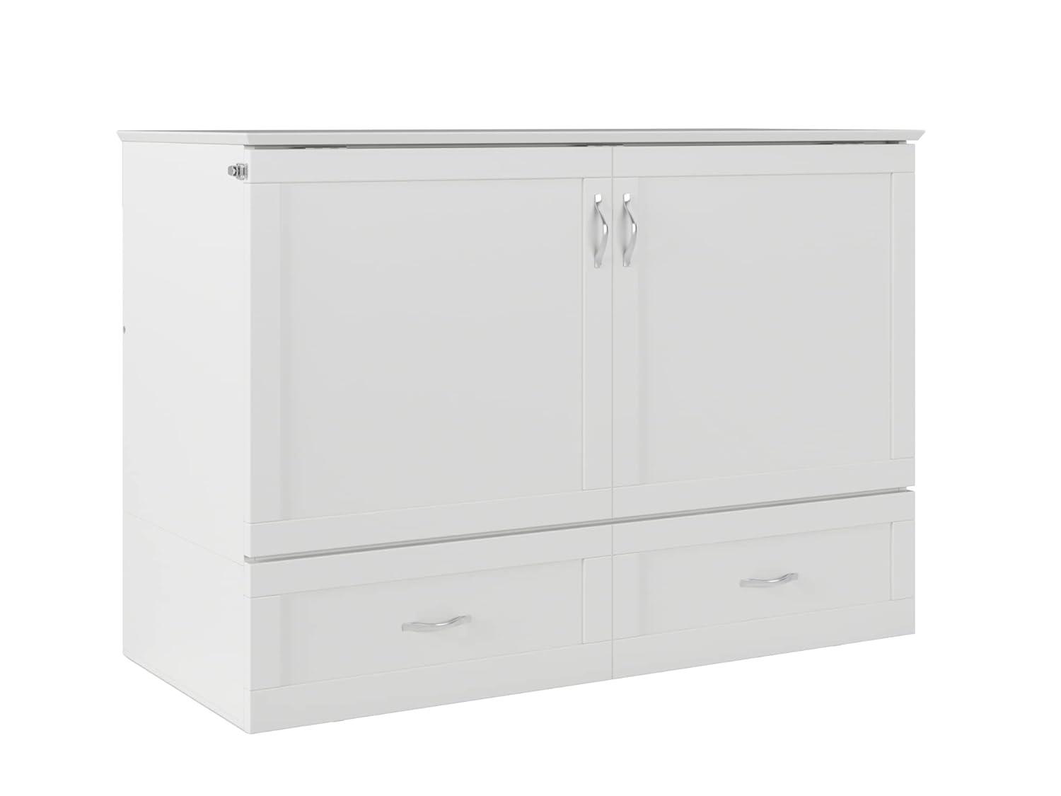 AFI Hamilton Full Solid Wood Murphy Bed Chest with Built-In Charger in White