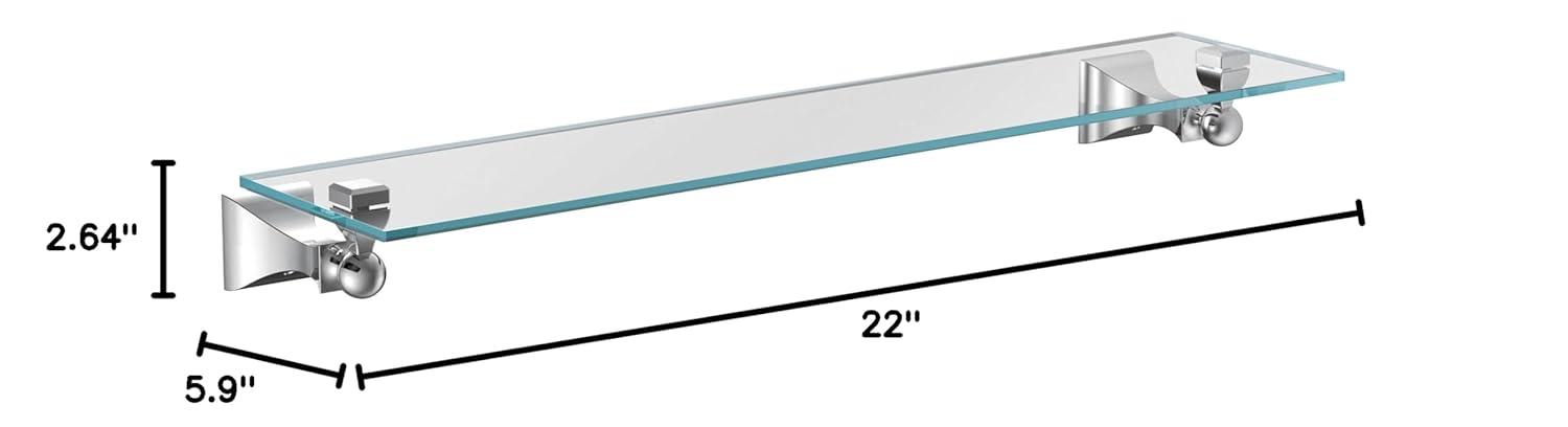 Moen Retreat Brushed Nickel Clear Towel Bar with Shelf Glass