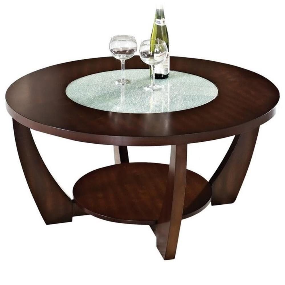 3 Piece Abstract Coffee Table Set with Coffee Table and Set of 2 End Table in Cherry