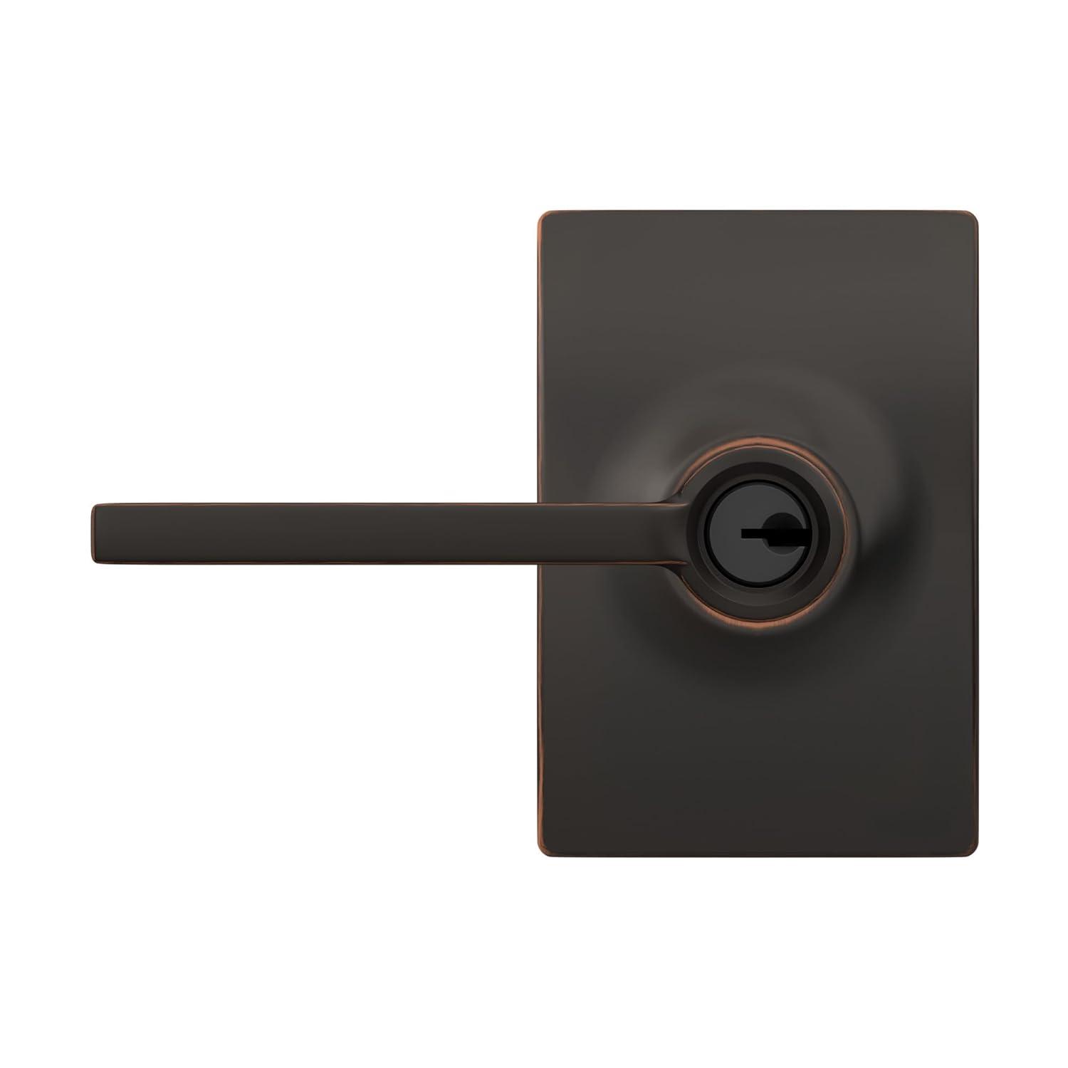 SCHLAGE F51A LAT 716 CEN Latitude Lever with Century Trim Keyed Entry Lock, Aged Bronze