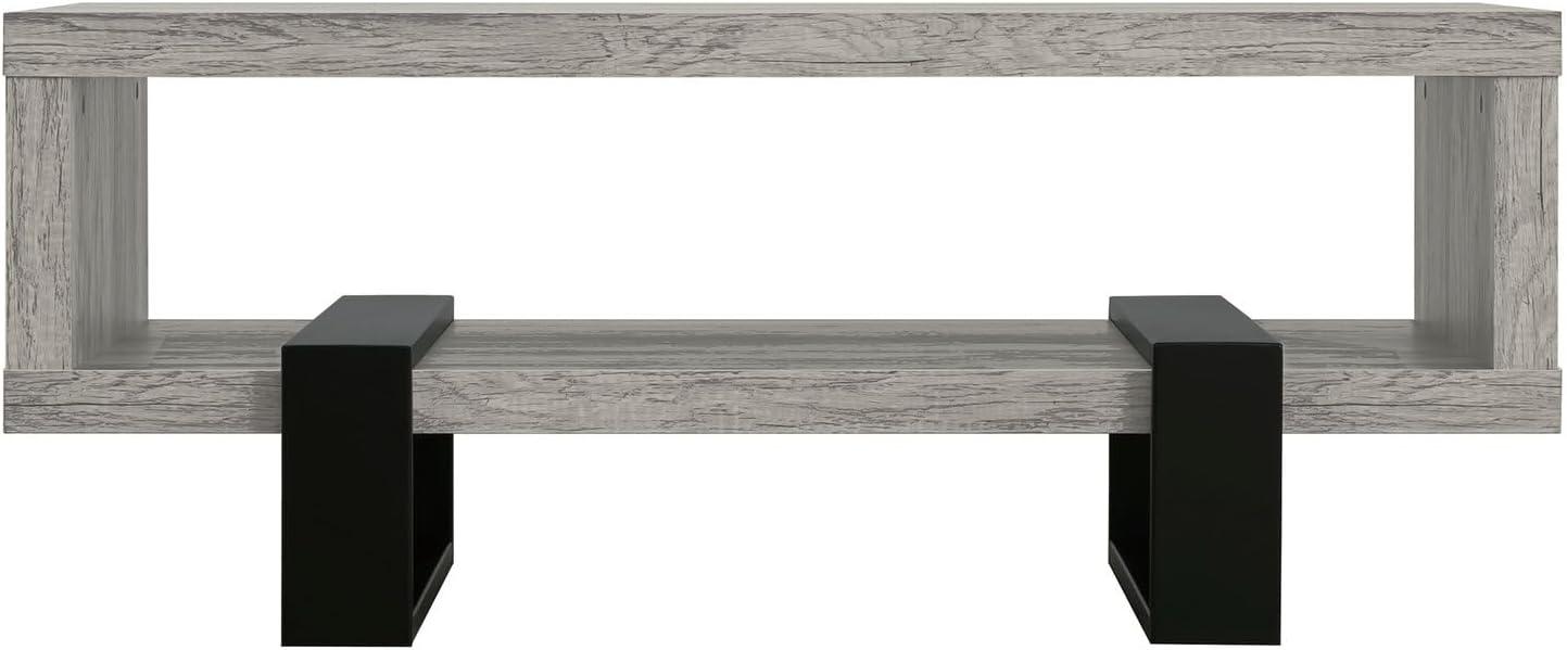 Gray Driftwood and Black Rectangular Wood Coffee Table