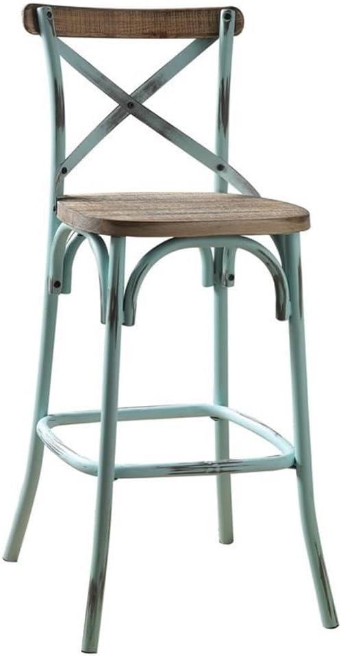 ACME Zaire Bar Chair in Antique Sky and Antique Oak