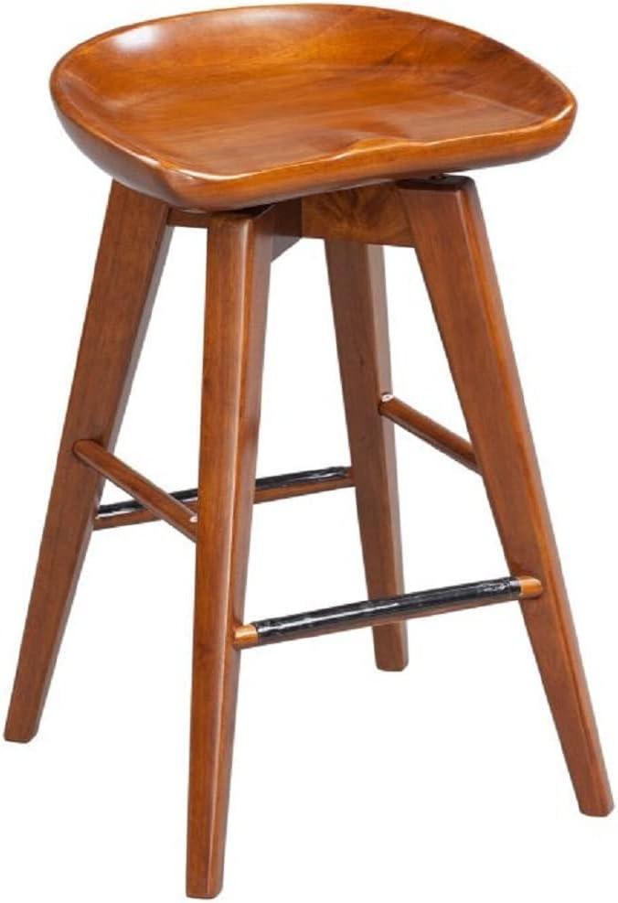 Walnut Flare-Leg 24" Swivel Counter Stool with Metal Accents