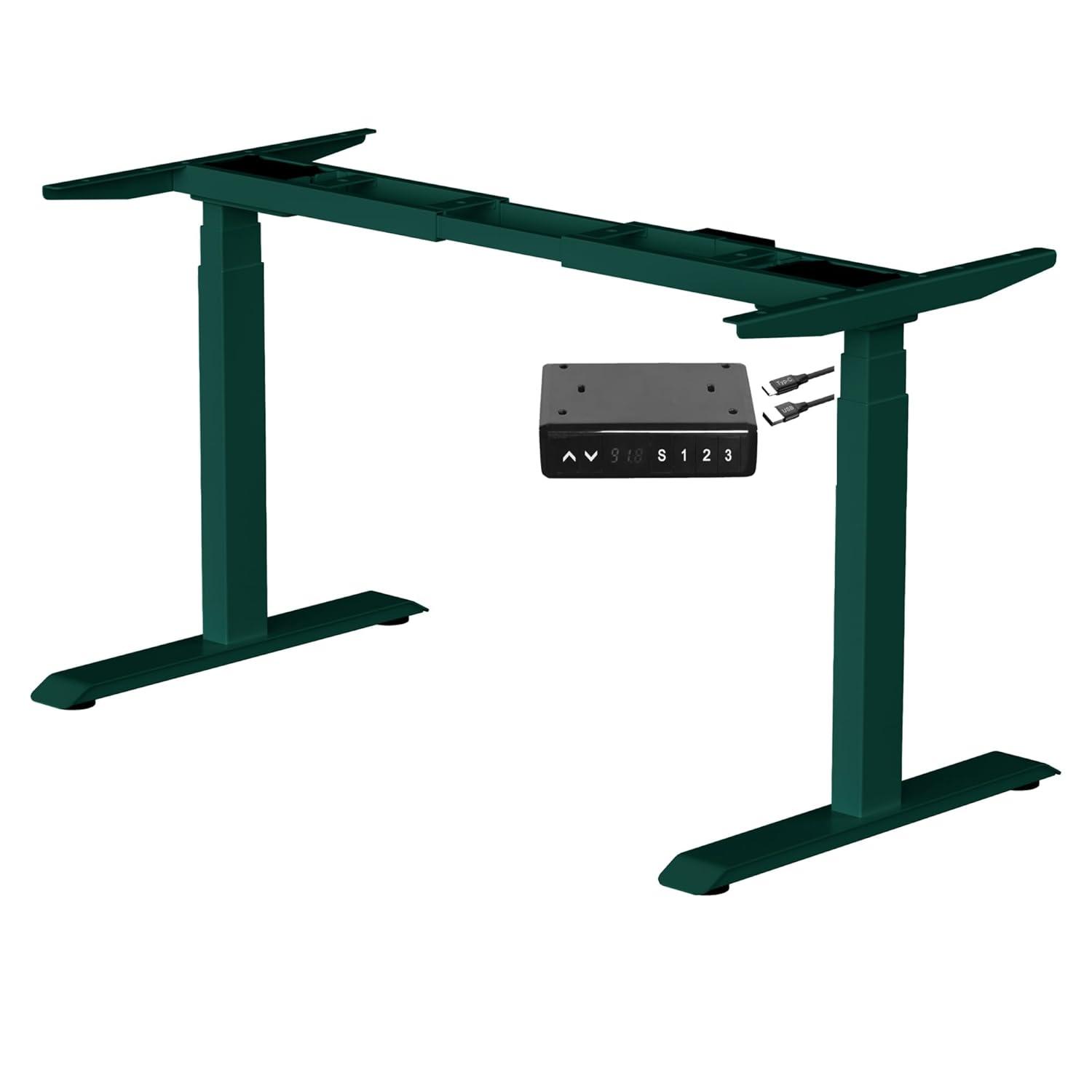 Fromann Dual Motor Electric Standing Desk Frame 3 Tier Legs Height Adjustable Handset with USB A+ C Ports Sit Stand up Desk Base for Home and Office (White)