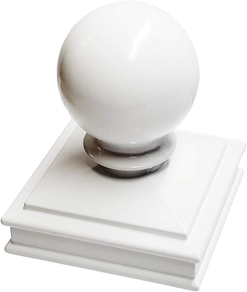 3" x 3" Aluminium Ball Top Post Cap for Metal Posts - Pressure Fit - White