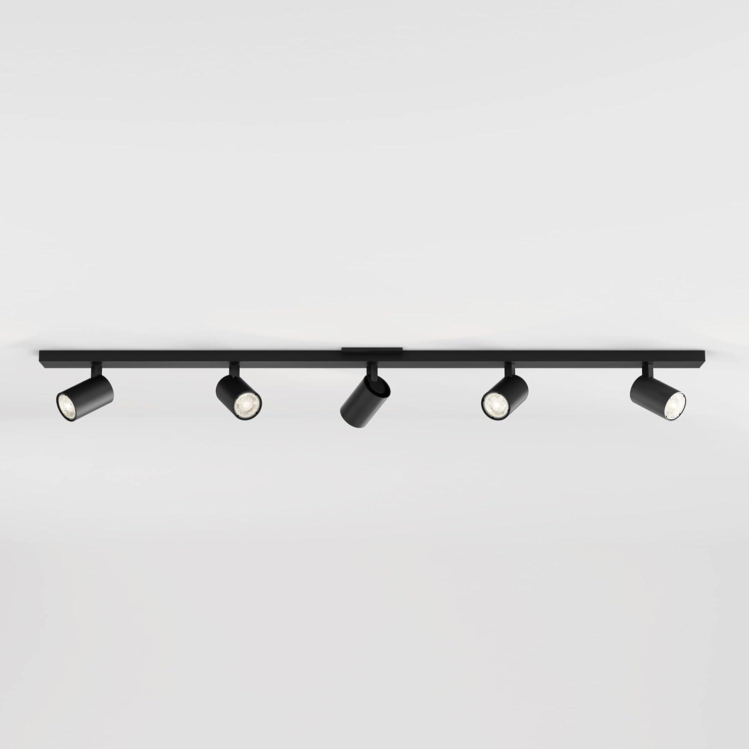 Matte Black 5-Light Adjustable LED Ceiling Spotlight