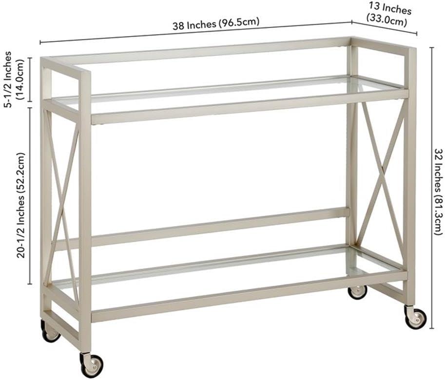 Evelyn&Zoe Contemporary Metal Bar Cart with Glass Shelf