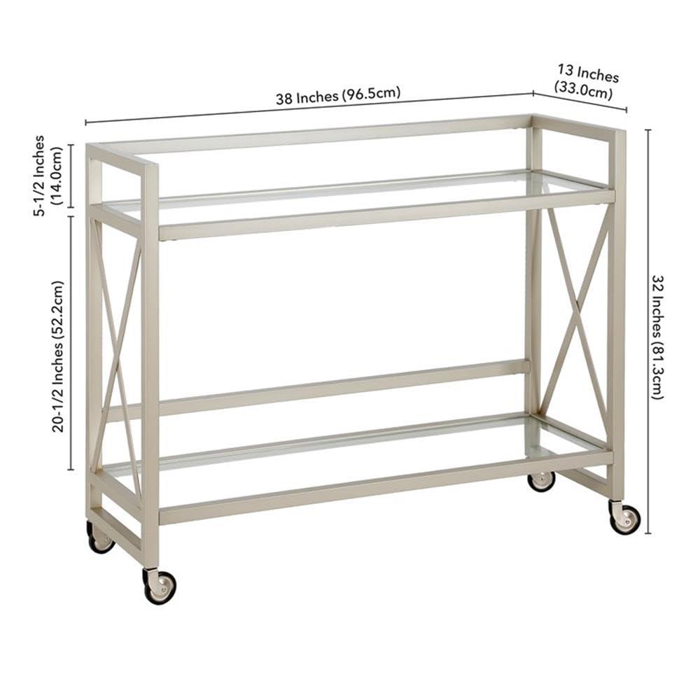Evelyn&Zoe Contemporary Metal Bar Cart with Glass Shelf