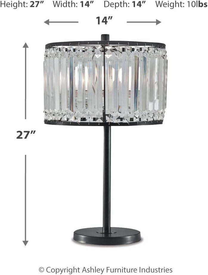 Gracella Black Crystal-Beaded Drum Shade Table Lamp