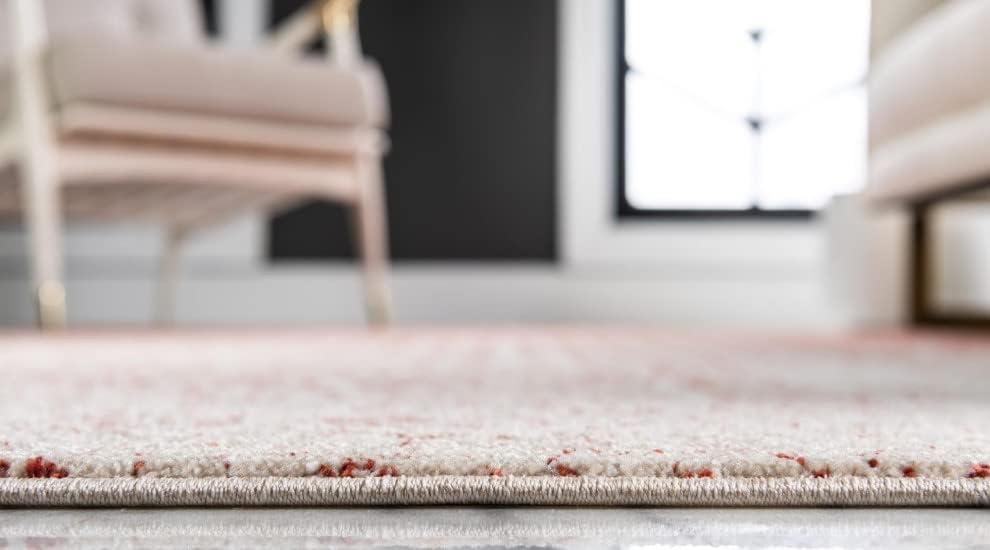 Unique Loom Del Mar Collection Area Rug - Jennifer (10' x 13' 1" Rectangle Red/Beige)
