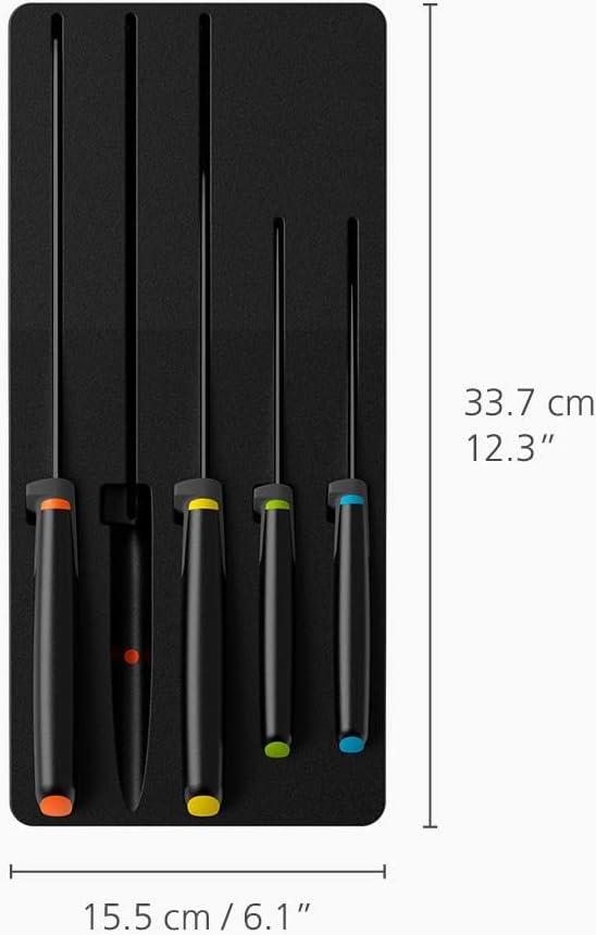 Joseph Joseph Elevate Knives Store 5pc Knife Set: Stainless Steel Kitchen Cutlery, Forged Blades, Hand Wash, Multicolor
