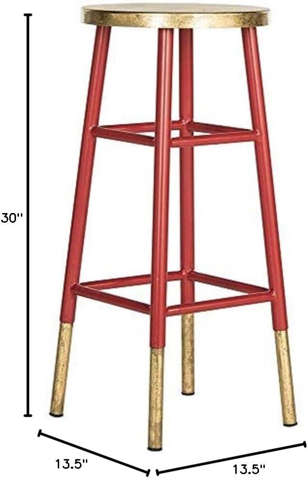 Emery Dipped Gold Leaf Bar Stool - FOX3230 - Red/Gold - Safavieh Couture