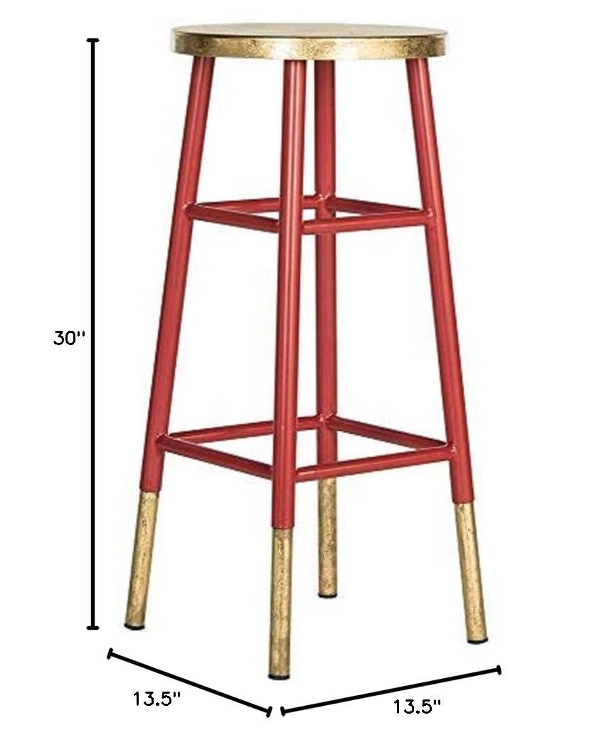 Emery Dipped Gold Leaf Bar Stool - FOX3230 - Red/Gold - Safavieh Couture