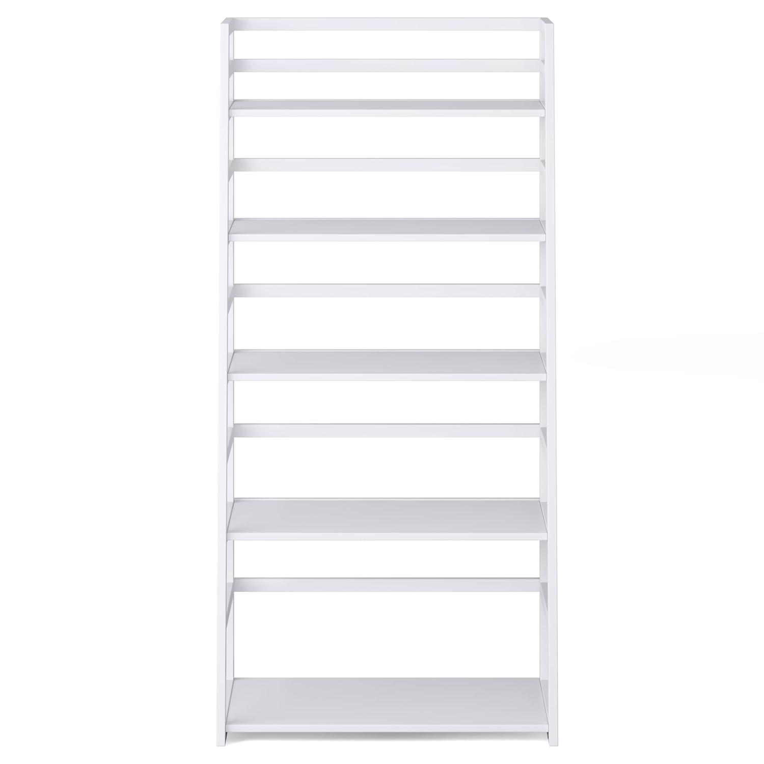 Simpli Home Acadian Ladder Shelf Bookcase in White