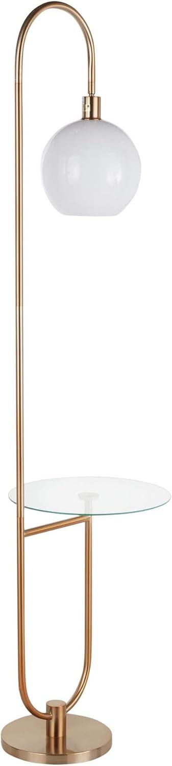 LumiSource March Contemporary Floor Lamp: Marble Base, Linen Drum Shade, UL Listed, 60W