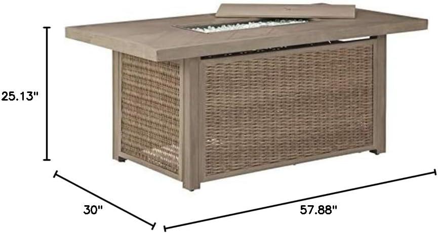 Signature Design by Ashley Beachcroft Rectangular Fire Pit Table in Beige