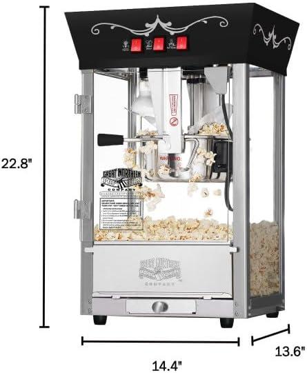 Great Nothern Popcorn 8 oz. Antique Style Movie Night Electric Countertop Popcorn Maker Machine - Black