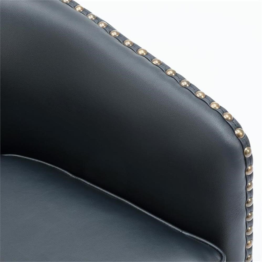 Comfort Pointe Tyler Swivel Arm Chair Midnight Blue: Upholstered, Nailhead Trim, Foam Filled, Wood Frame