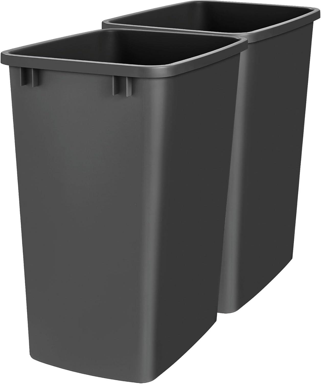 35 Qt Under Sink Garbage Can for Base Kitchen and Bathroom Cabinet, Replacement Plastic Trash Bin for Laundry Rooms, Black, RV-35-18-52