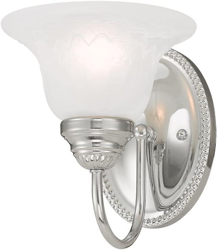 Edgemont Polished Brass 1-Light Outdoor Wall Sconce with White Alabaster Glass