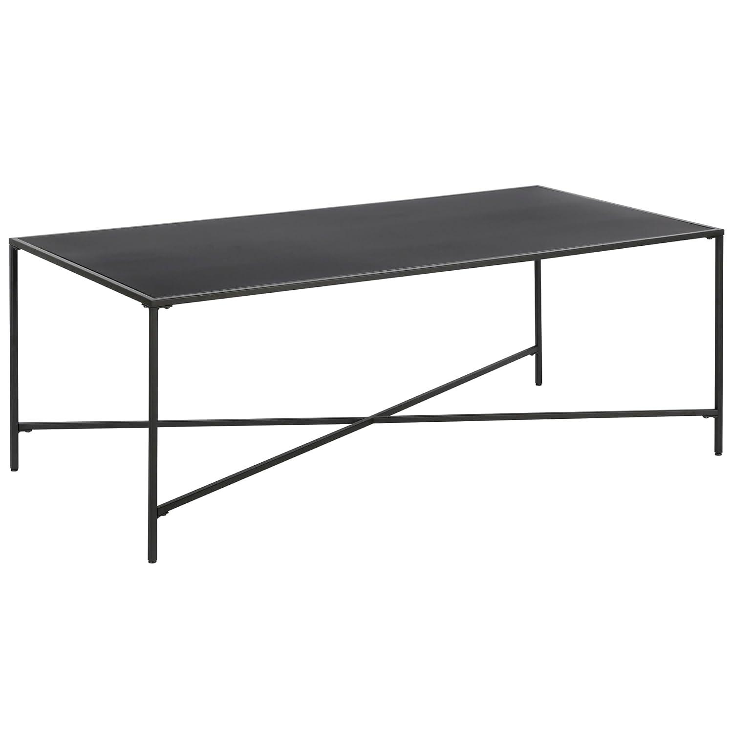 Evelyn&Zoe Henley 48" Wide Rectangular Coffee Table with Metal Top, Blackened Bronze