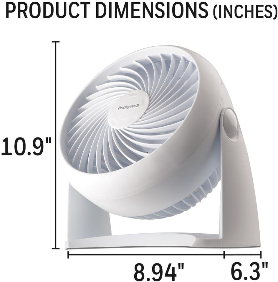 Honeywell TurboForce Table Air Circulator Fan White HT904: Portable Desk Fan, Quiet Operation, Adjustable Tilt, 3 Speeds
