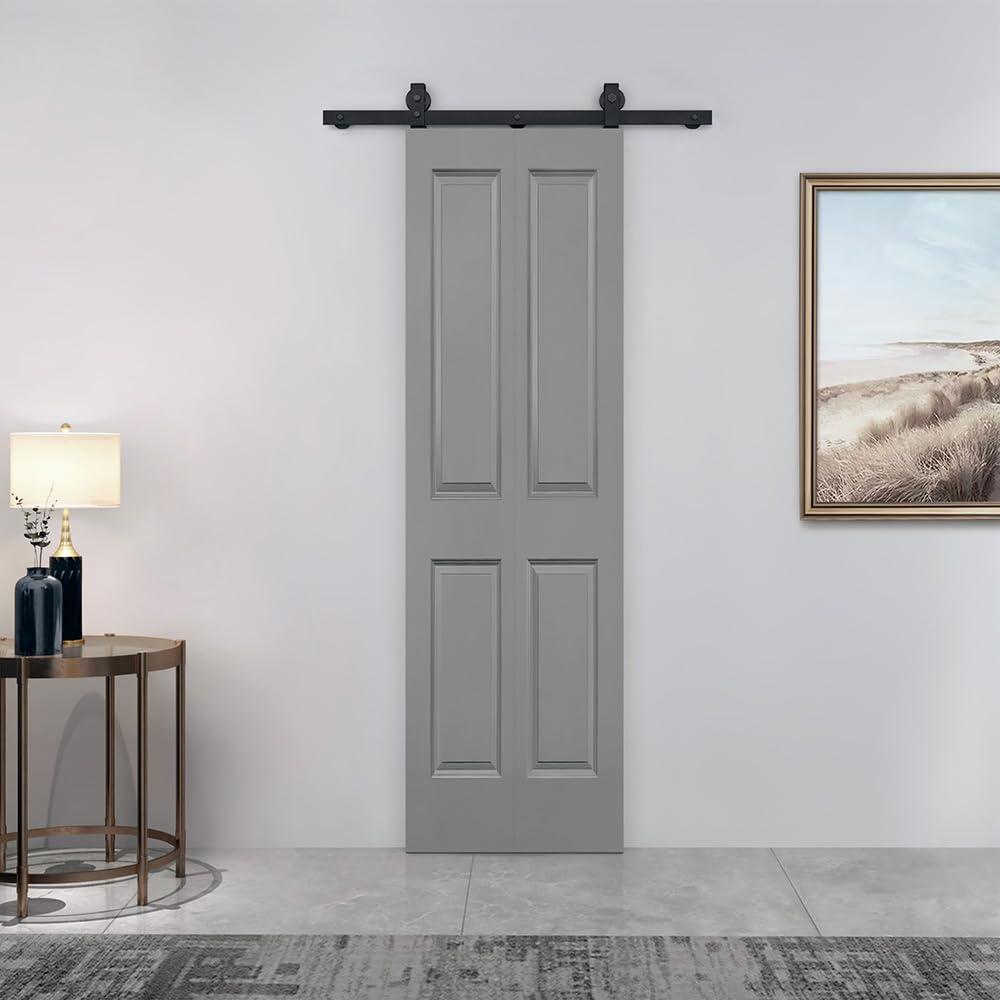 Calhome Paneled MDF Composite Bifold Barn Door with Installation Hardware Kit