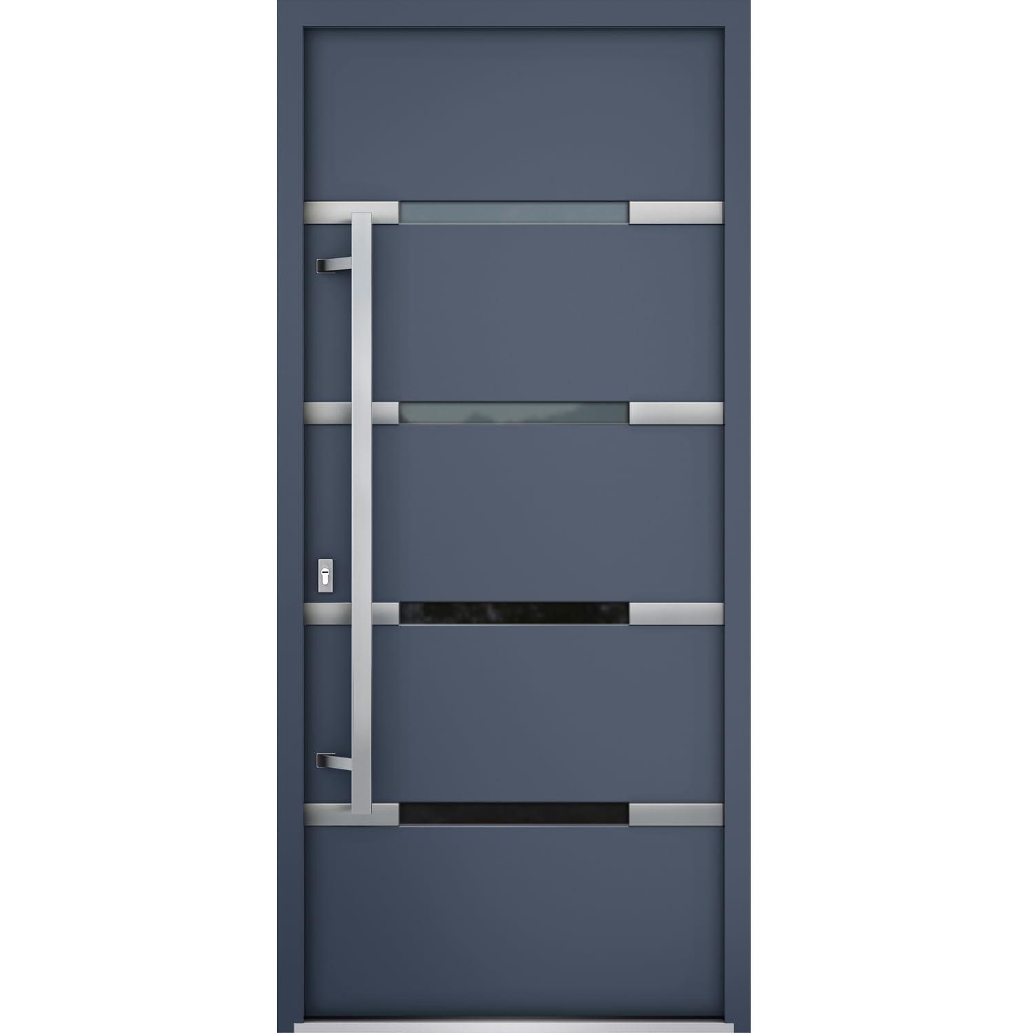 VDomDoors Deux Gray Exterior Metal Prehung Front Entry Doors