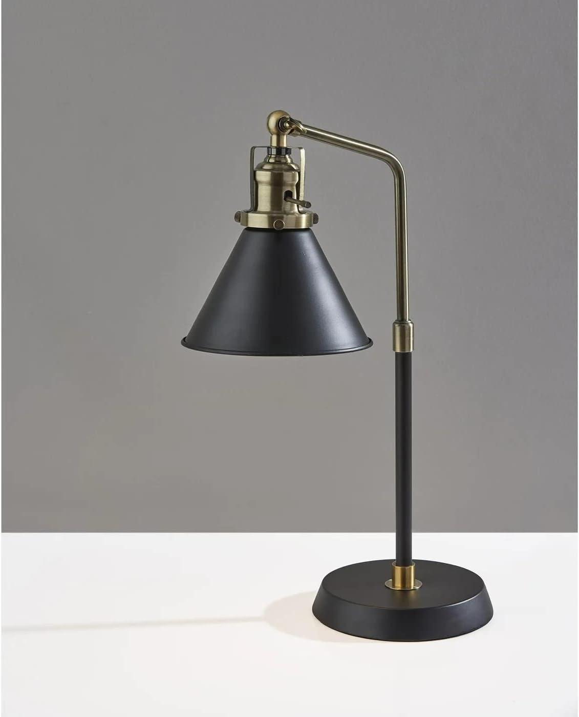 Simplee Adesso Arthur Desk Lamp Black & Antique Brass Metal